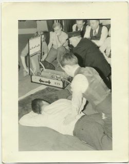 Vintage Old Photo FIRST AID People Fireman Fire Demonstration 