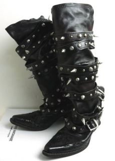 JUNYA WATANABE COMME des GARCONS__Black Long Studs / Belt Boots__2006 