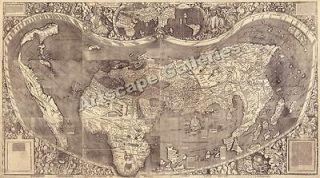 1507 Historic Wall Map Waldseemuller 1500s   14x24