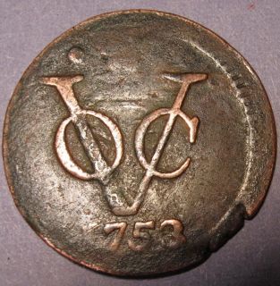 1753 Dutch Colonial New York Penny VOC Holl​and Mint Copper Cent