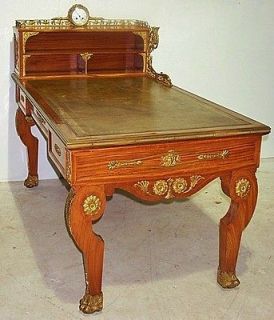 Early 19th C French Empire Bronze Mounted Cartonnier Desk w. Leather 