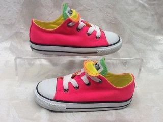 Converse Youth Girls Chuck Taylor All Star DBLTNG OX Neon Pink size 10 