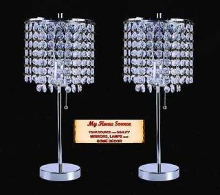 **2 LAMP SET** 19 FAUX CRYSTAL + CHROME TABLE LAMPS