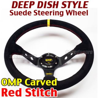   Deep Dish Steering Wheel Corsica Style 14 BLACK (Red Stitch) OMP