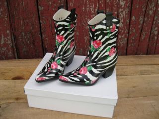  Tonto Cowboy Western Rain Boots Zebra w Rose CORKYS Size Choice