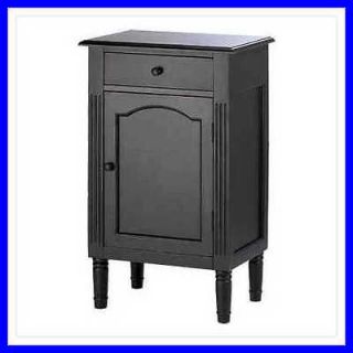   CHIC DISTRESSED WHITE BLACK END TABLE SQUARE CABINET NIGHT STAND NEW