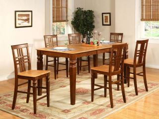 7PC DINETTE KITCHEN COUNTER HEIGHT TABLE WITH 6 CHAIRS IN ESPRESSO 