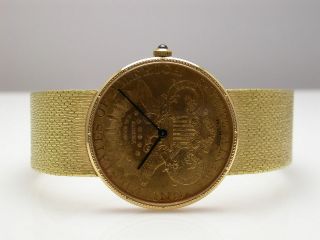 CORUM 18K MENS 1904 $20 DOUBLE EAGLE GOLD COIN WATCH WITH GOLD 