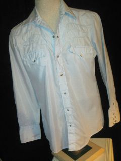 Vintage 1970s Baby Blue Snap Front Western Shirt by Kenny Rogers by 