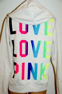 NWT Victorias Secret LOVE PINK Signature Rainbow Print Pullover 