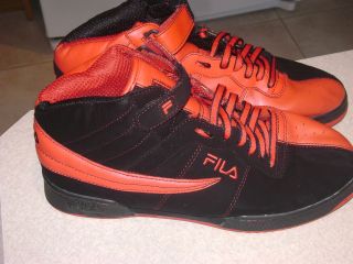 FILA BLACK / RED MENS HIGH TOPS ATHLETIC SHOES SIZE 10
