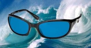 COSTA DEL MAR POLARIZED Sunglasses HARPOON Black w/ Blue Mirror Glass 