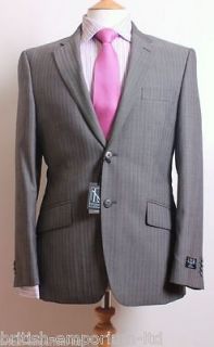 BNWT New & Lingwood Grey Herringbone & Pink Pinstripe Suit Uk 42Reg