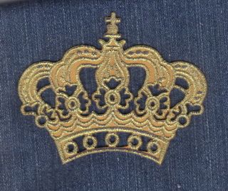Gold Royal Crown Applique Embroidered Iron On Patch Bike Sewing Craft 