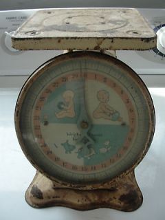 Vintage, old baby scale, original covered dial, metal