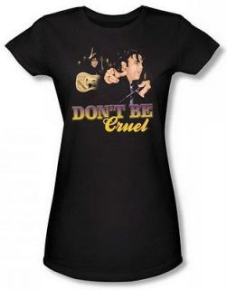 Elvis DonT Be Cruel Juniors Black Sheer Cap Sleeve T Shirt ELV700 JS