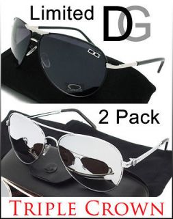   PACK Black DG & Silver Mirror TRIPLE CROWN Designer Sunglasses Fashion
