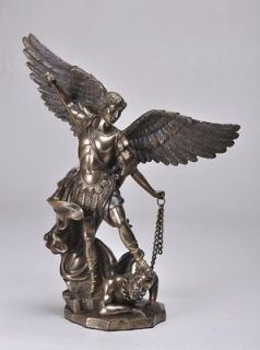 Saint Michael Slaying Lucifer Statue 10H Battle of Armageddon Good 