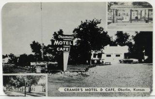 Vintage Postcard ~ Cramer’s Motel & Café ~ 7up Machine ~ Oberlin 