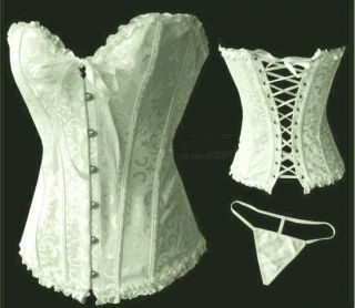 Ivory cream bridal basque corset hook & eye front 8,10,12,14,16,18, 20 