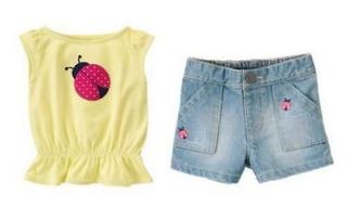 NWT GYMBOREE ladybug top shorts outfit 2T 2 CAPE COD CUTIE
