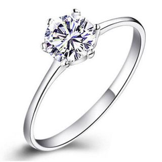 Ladies18K White Gold Filled CZ Crystal Wedding Jewellery Solid Ring 