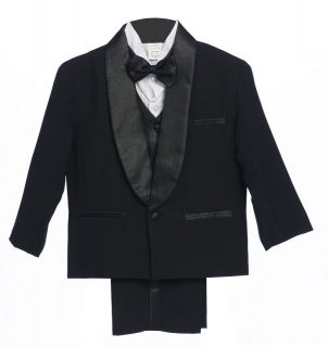   Boy Wedding Formal Shawl Lapel Tuxedo black Suit L,2T 3T 4T,5 10