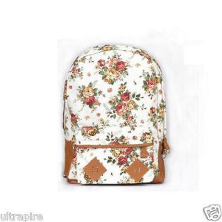 Women Girl Vintage Cute Flower School Book Campus Bag Handbag Backpack 