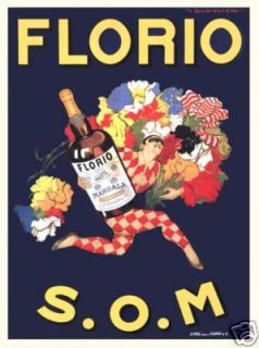Florio S O M Italian liqueur Harlequin poster print