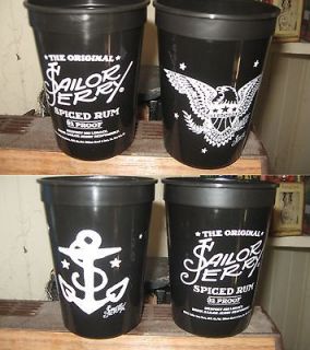   SAILOR JERRY RUM PLASTIC DRINKING CUPS Anchor & Eagle Designs NEW