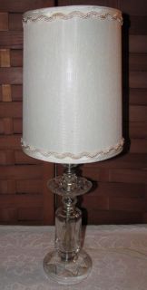 Vintage Leviton Cut Glass Table Lamp Light w/Shade