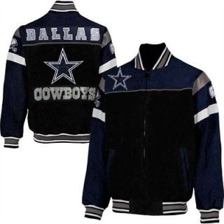 Dallas Cowboys Knockout Full Zip Suede Jacket   Black/Navy Blue By 