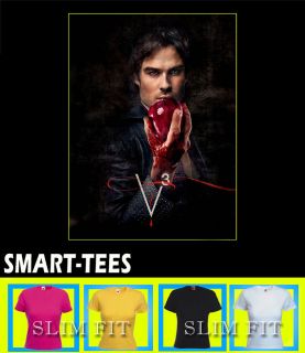 DAMON SALVATORE VAMPIRE DIARIES WOMENS T SHIRT ALL SIZES AND COLOURS