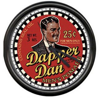 Dapper Dan Barber Shop Hair Pomade Sign Wall Clock