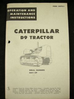 CAT CATERPILLAR D9 Tractor 66A Operation Operators Maintenance Manual 