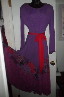 SQUARE DANCE LONG DRESS   OLIVIA   SZ S   PURPLE/PINK/RED RAYON FLORAL 