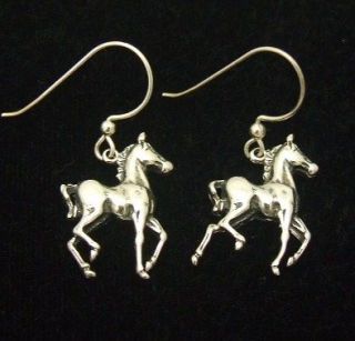 Earrings Silver Horse Pony Foal Prancing Sterling Dangle Pierced 