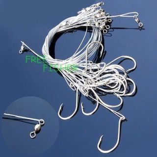 20pcs fishing wire spinner leader swivel interlock snap and 8299 hooks 