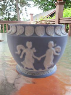 Early German art pottery blue & white jasperware vase