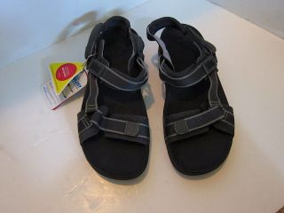 Mens Hiker Fit Flop FitFlop Size 13 Black Charcoal Velcro W/ Wobble 