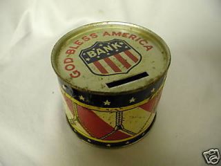 CHEIN VINTAGE AMERICAN DRUM TOY BANK TIN COLLECTIBLE 311 D
