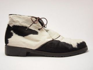 1990s JOAN & DAVID Vintage HOLSTEIN Cow Fur Chukka Ankle hi Boots US 