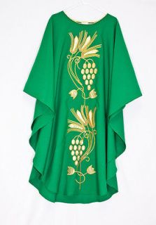 GREEN CHASUBLE w Gold, Clergy Priest Vestments Church Apparel Ordinary 