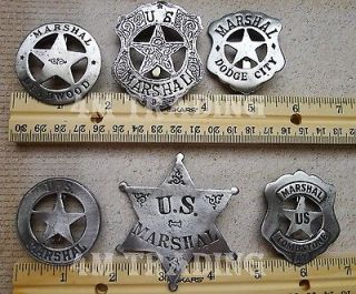 THE MARSHALL COLLECTION 6 BADGES DEADWOOD, TOMBSTONE, DODGE CITY