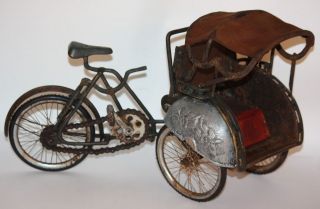 Rickshaw vintage old bicycle taxi pedicab toy display antique chic 