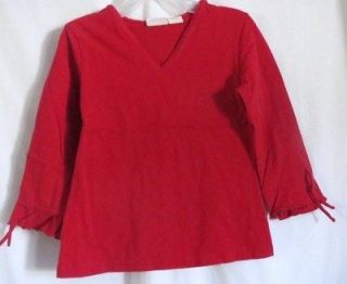 GIRLS 7 WICKED DEEP RED V NECK BOW SLEEVE PLAY SHIRT ~ KC PARKER