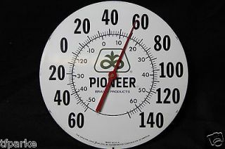 Vintage 60s Pioneer Brand 12 Metal Thermometer Farm Sign face plate