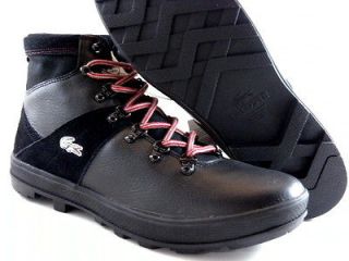 New Lacoste Grayton Black/Red Suede/Leather Trainers Work Hiking Boots 
