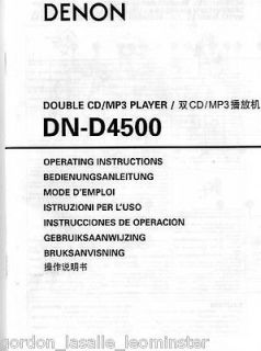 Denon DN D4500 Double CD Player Manual