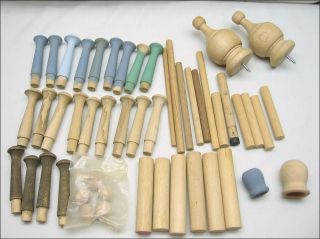 LOT of COAT PEGS, Dowel Rods, Stair Rail Knobs ALL WOOD Home 